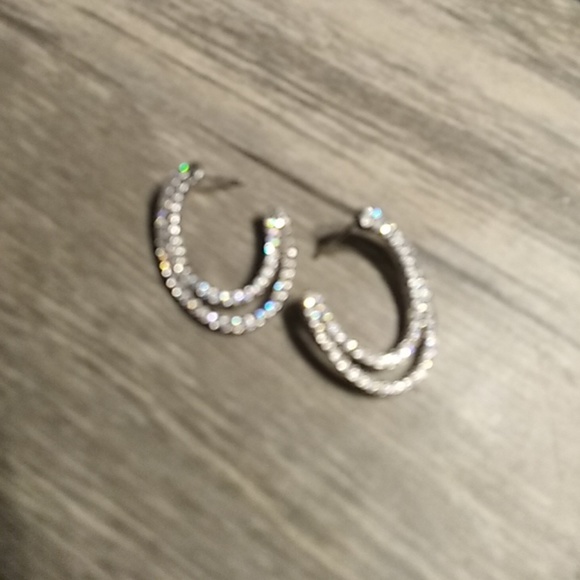 Illusion Sterling Silver synthetic diamond hoops - Picture 3 of 6